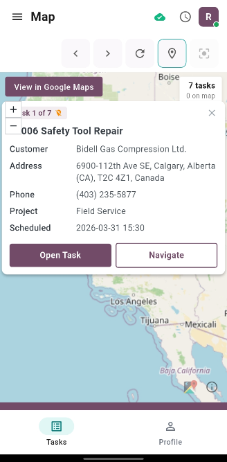 Offline-First Field Service App for Odoo ERP (Datarova) 15 datarova-map