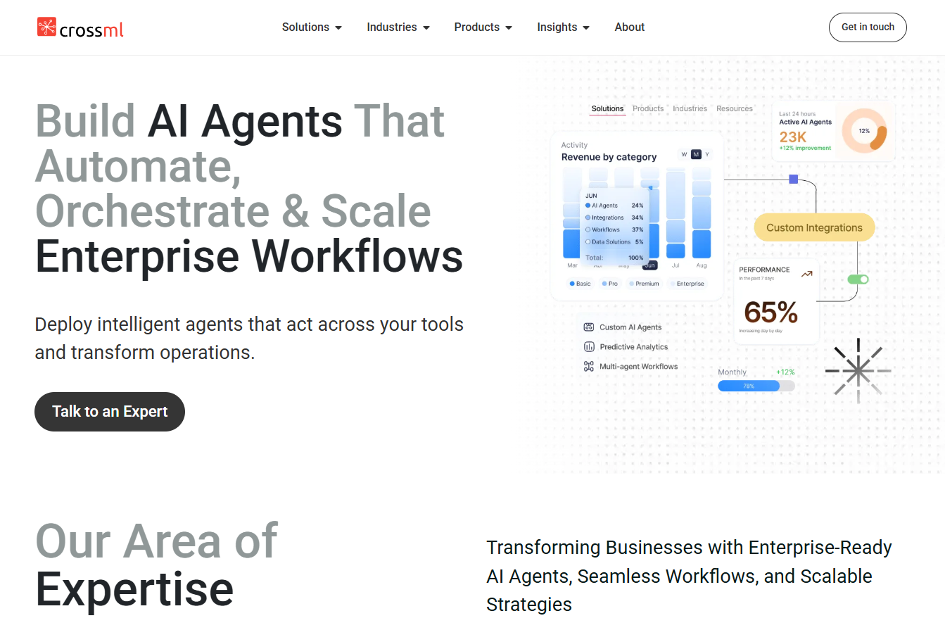 12 Best Goods Receipt Automation Software Solutions in 2026 4 CrossML homepage with the headline: Build AI Agents That Automate, Orchestrate & Scale Enterprise Workflows