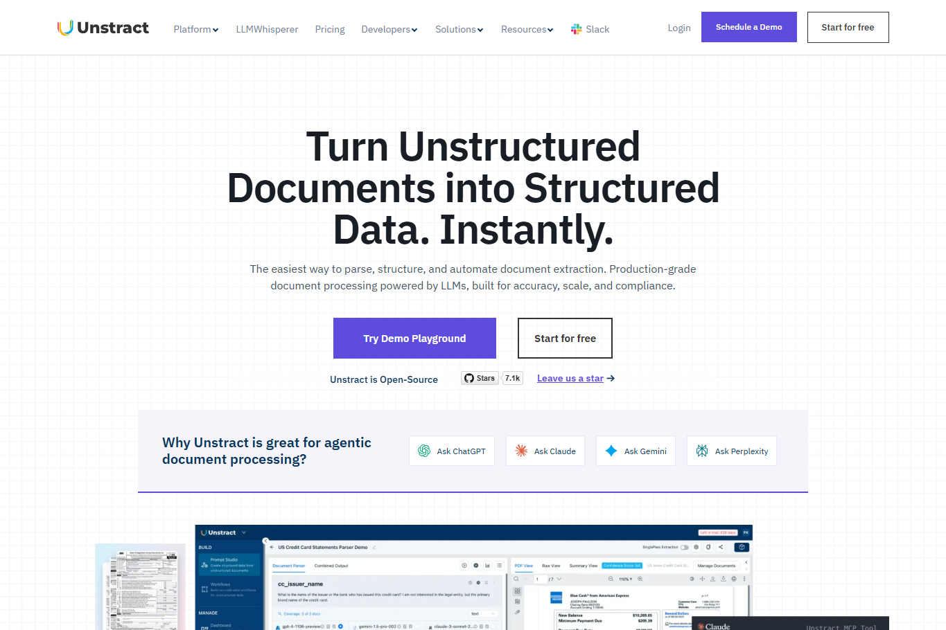 12 Best Goods Receipt Automation Software Solutions in 2026 11 Unstract homepage headline: Turn Unstructured Documents into Structured Data. Instantly